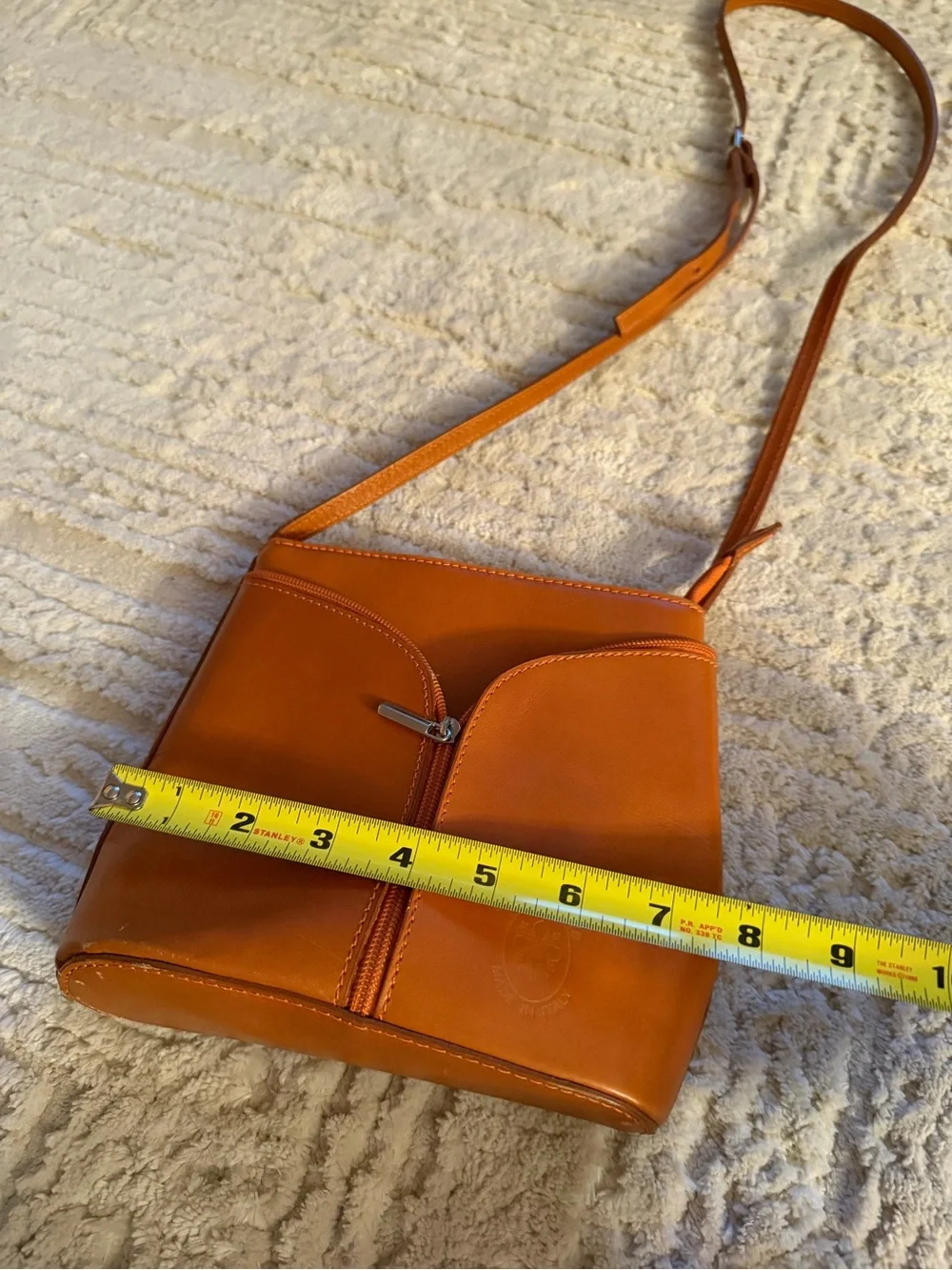 Borse in Pelle Women's Genuine Leather Crossbody Bag Cognac Brown Made in Italy